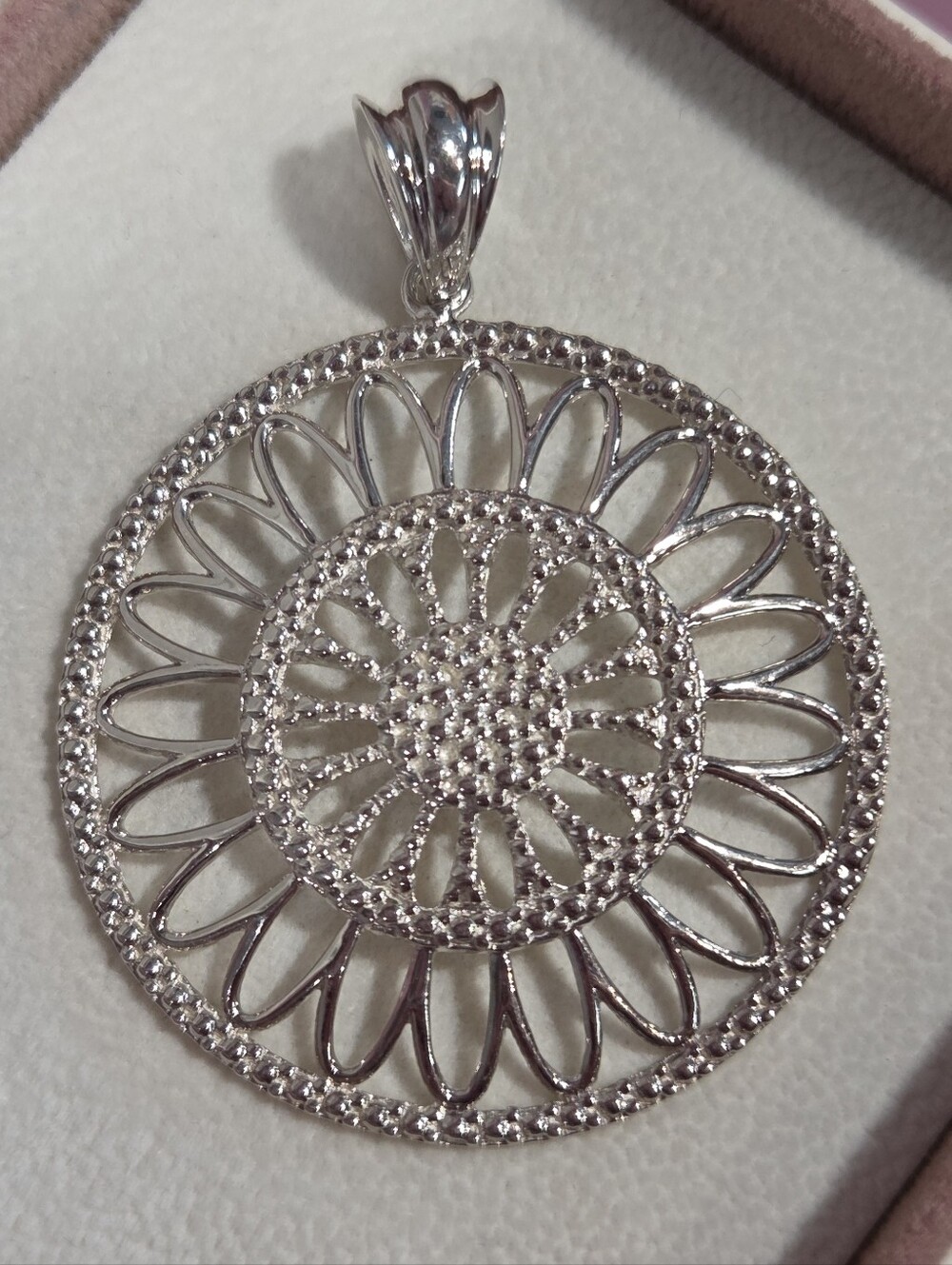 Genuine Vintage Solid Sterling Silver Milor Italy Filligree Medallion Pendant